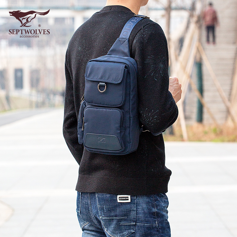 Seven wolf chest bags men summer new products fashion and waterproof Oxford outdoor sports single shoulder-strapped bag