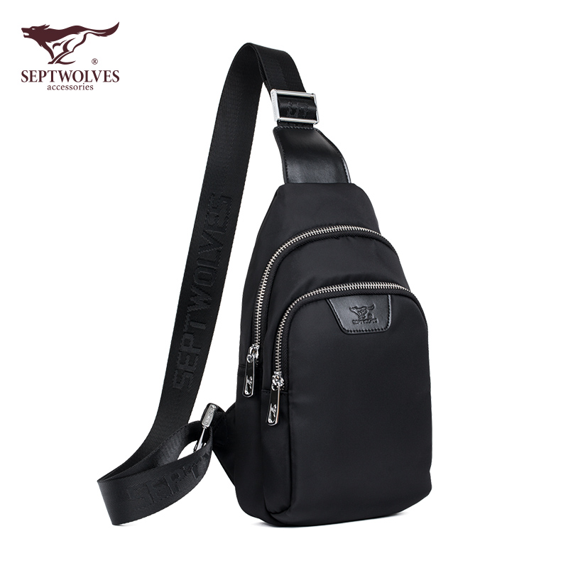 Seven Wolves Men's Bag Sports Chest Bag Men Oxford Cloth Single Shoulder Bag Casual Twill Bag Student Canvas Small-to-Shoulder Bag
