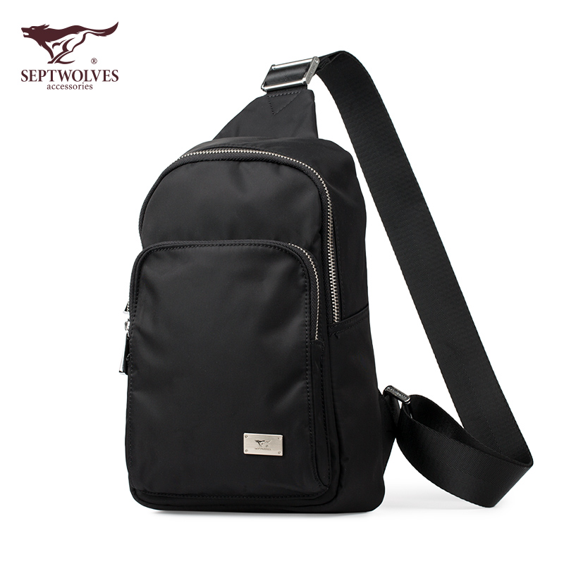 Seven Wolves Men's Chest Bag Casual Waterproof Oxford Cloth Single Shoulder Diagonal Satchel Outdoor Sport Travel Canvas Small