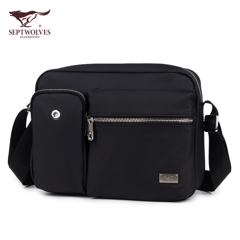 New Seven Wolf Casual Men's Bag Crosswalk Outdoor Fashion Trends Oxford Cloth Single Shoulder Bag Multifunction Diagonal Satchel Bag