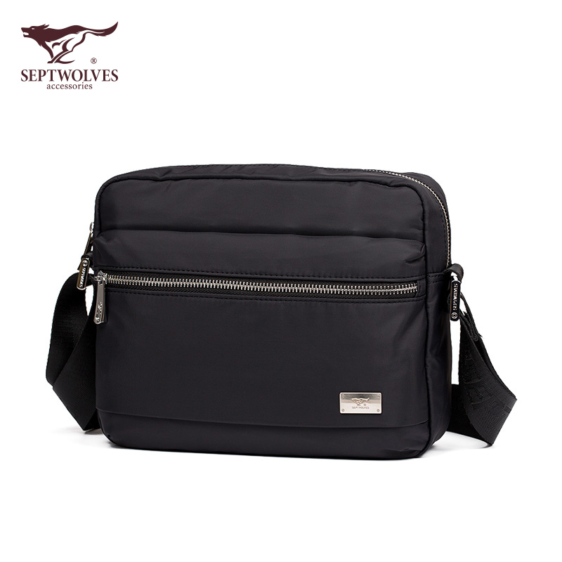 Seven Wolves Men's Bag Crosswalk Single Shoulder Diagonal Satchel Casual Light Waterproof Cloth Bag Short Trip Outdoor Small Satchel Bag