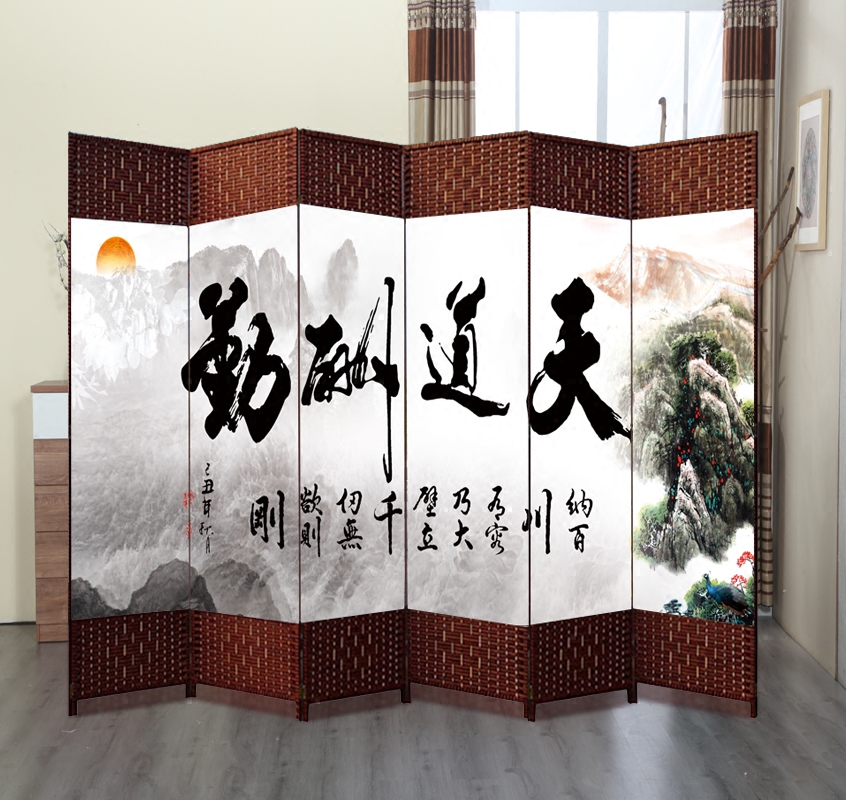 Screen partition minimalist modern easy folding screen folding cloth art Xuanguan push-pull mobile hotel office decoration door curtain