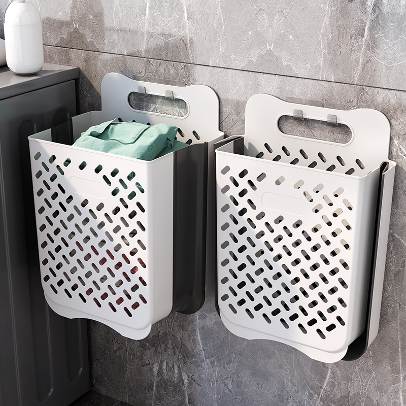 Dirty clothes basket foldable clothes storage basket light luxury ins wind wall-mounted powder room laundry basket bathroom artifact