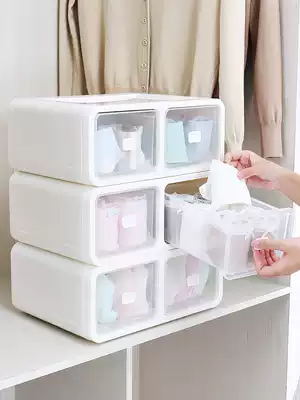 Underwear storage box Women's drawer-style split wardrobe underwear socks bra box household storage box plastic finishing box
