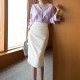 White skirt, hip-covering skirt, women's business suit skirt, high-waisted mid-length one-step skirt, commuter workwear skirt, skirt