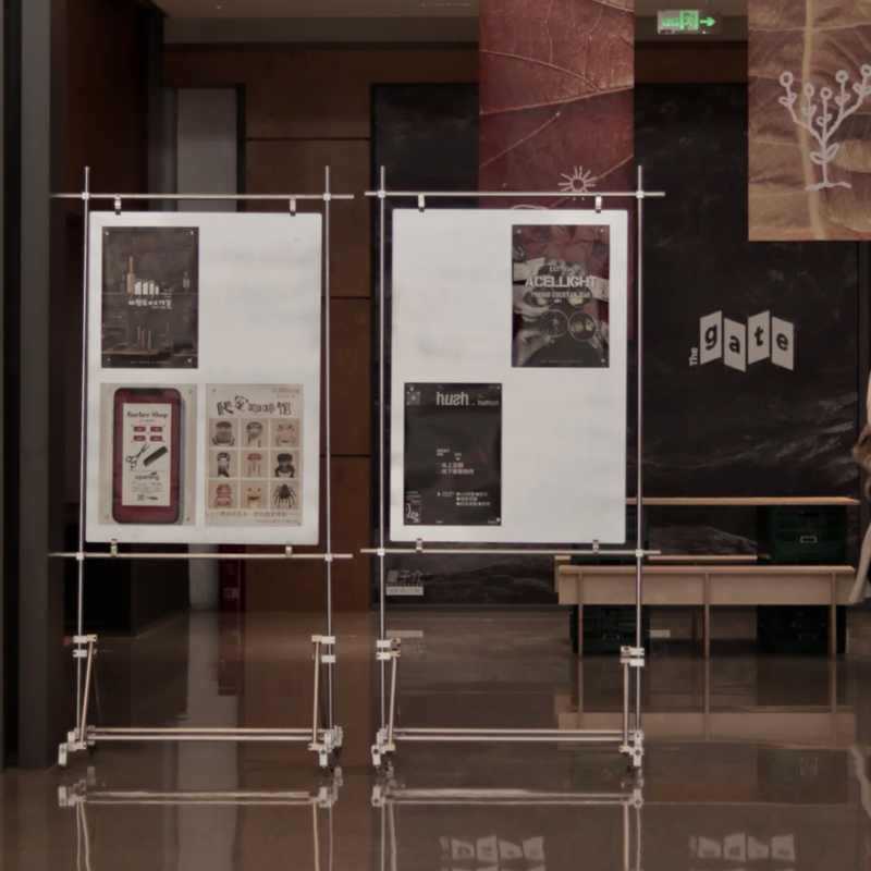 Metal Movable Billboard, Vertical Floor-Standing Poster Exhibition Stand, Car Outdoor Promotion Light Box Exhibition Guide Sign