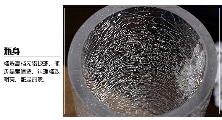 Hoa bình thủy tinh pha lê trang trí hoa sắp xếp nước văn hóa phong phú tre lily hoa khô mô phỏng băng crack lily bình - Vase / Bồn hoa & Kệ chậu treo ban công