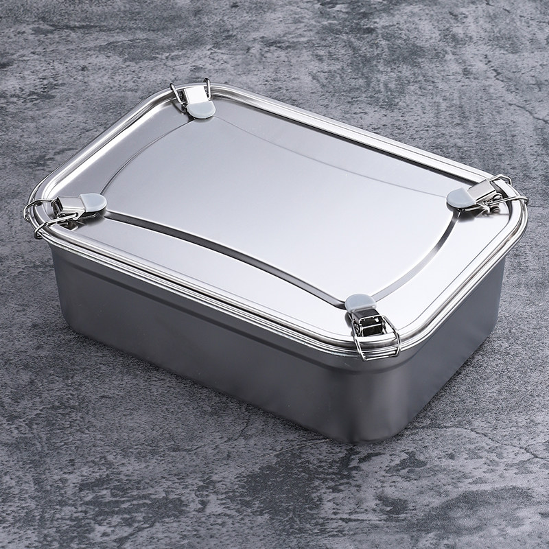 304 stainless steel refreshing box with buckle steel cover sealing box Refrigerator rectangular large-capacity food containing box