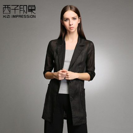 西子印象2018秋装新款韩版修身棉麻女士风衣