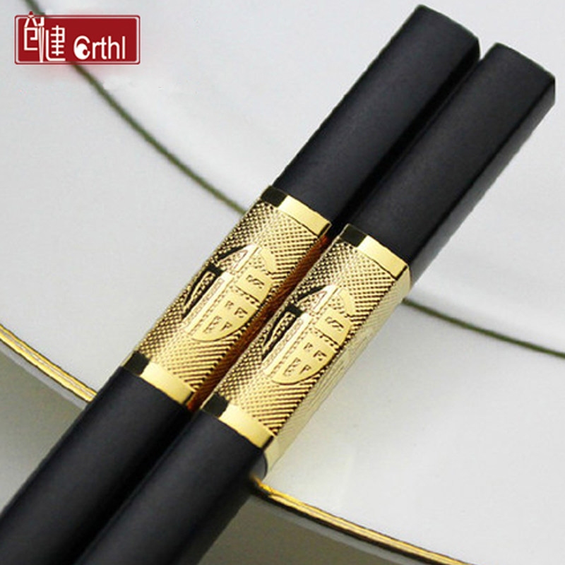 The family Japanese hotel restaurant household anti-slip suit 10 pairs of fast sub alloy chopsticks non iron