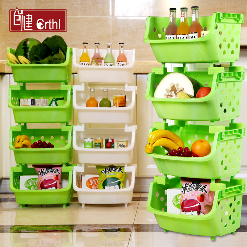 Put fruit and vegetable basket storage basket kitchen vegetable shelf shelf floor 3 layers 4 layers vegetable basket vegetable basket