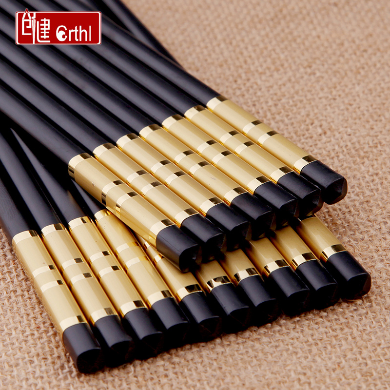 Home Hotel Dining Room Applicable Non-slip Flowers Open Rich Expensive Home Suit 10 Double No Painted Wax Alloy Chopsticks