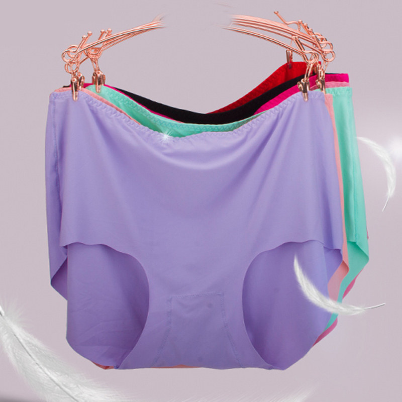 Large size thin ice silk underwear women's high waist fat mm200 catties plus fat increase breathable loose big trousers quick-drying