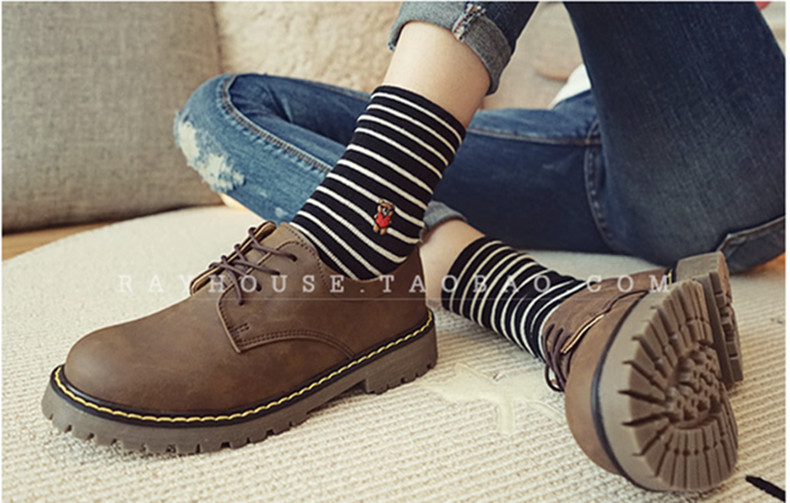 Mùa xuân và mùa thu Vớ mới của phụ nữ Vớ cotton Nhật Bản Dễ thương gấu thêu vớ Hàn Quốc Vớ nữ vớ cotton tat da chan nu