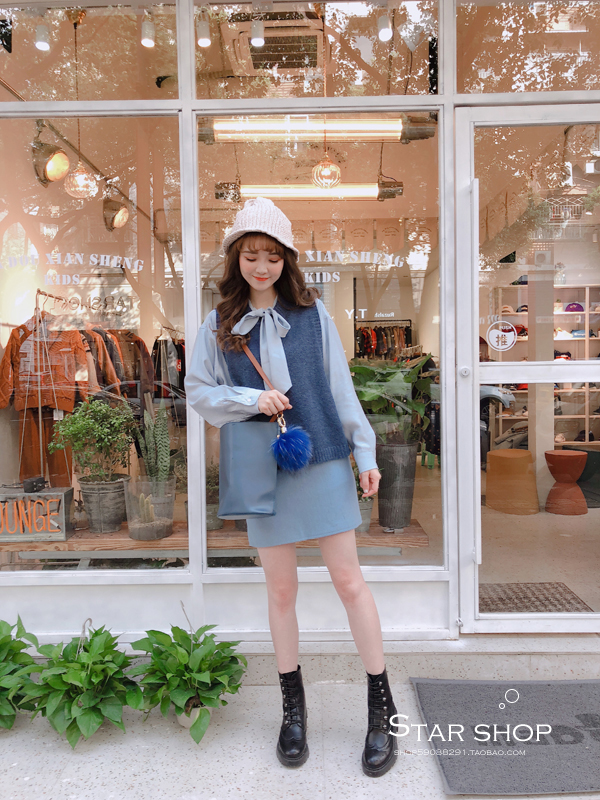Áo vest cotton màu nữ hoang dã buông lỏng đan áo len mỏng tay không cổ tròn cổ áo vest nữ shop thời trang nữ