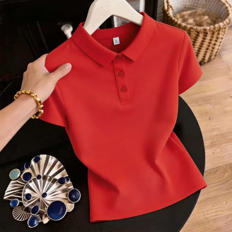 Woodpecker Short-Sleeved Polo Shirt T-Shirt for Women 2026 New Fashion Red Group Purchase Lapel Elegant Mom Top T-Shirt Woodpecker Short-Sleeved Polo Shirt T-Shirt for Women 2026 New Fashion Red Group Purchase Lapel Elegant Mom Top T-Shirt