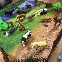 Zoo animal toy simulation model wild elephant tiger lion giraffe plastic doll swing package