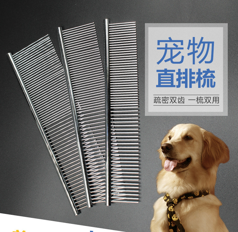 Pooch Comb Pets Stainless Steel Rows Comb Long Teeth Beauty Hair Comb Open Knot Combed Teddy Beauty Straight Comb Pet Supplies