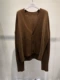 Áo len cashmere bằng len mềm mại đơn giản mùa xuân và mùa thu Hàn Quốc V-cổ Loose Outline Len dệt kim Áo len ngắn - Vòng cổ áo len