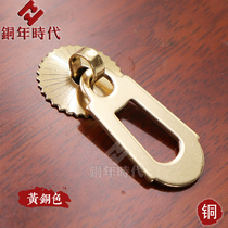 Drawer copper handle All copper gold antique Chinese cabinet door handle Surface mounted old-fashioned kitchen cabinet pure copper single hole hardware