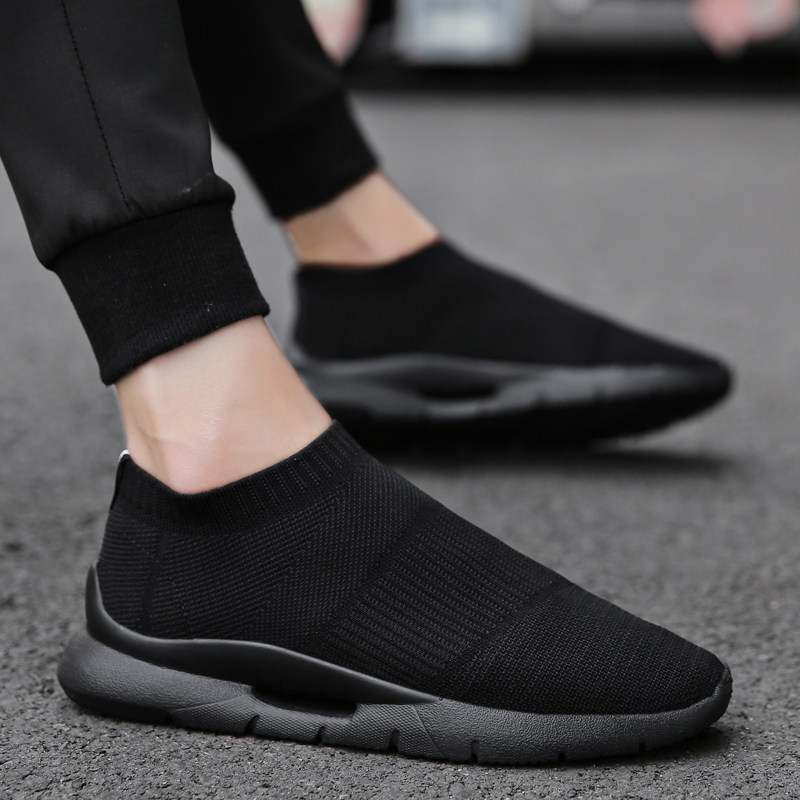 Pure Black Chefs Shoes Men's Anti-Slip Breathable Soft Bottom Light Sport Casual Net Face Sloth Men's Shoes Rear Kitchen Palate Shoes Spring
