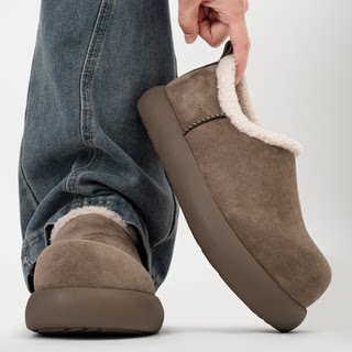 Birkenstock men's shoes, winter velvet warm cotton shoes, lazy slip-on office casual shoes, fur integrated mule shoes