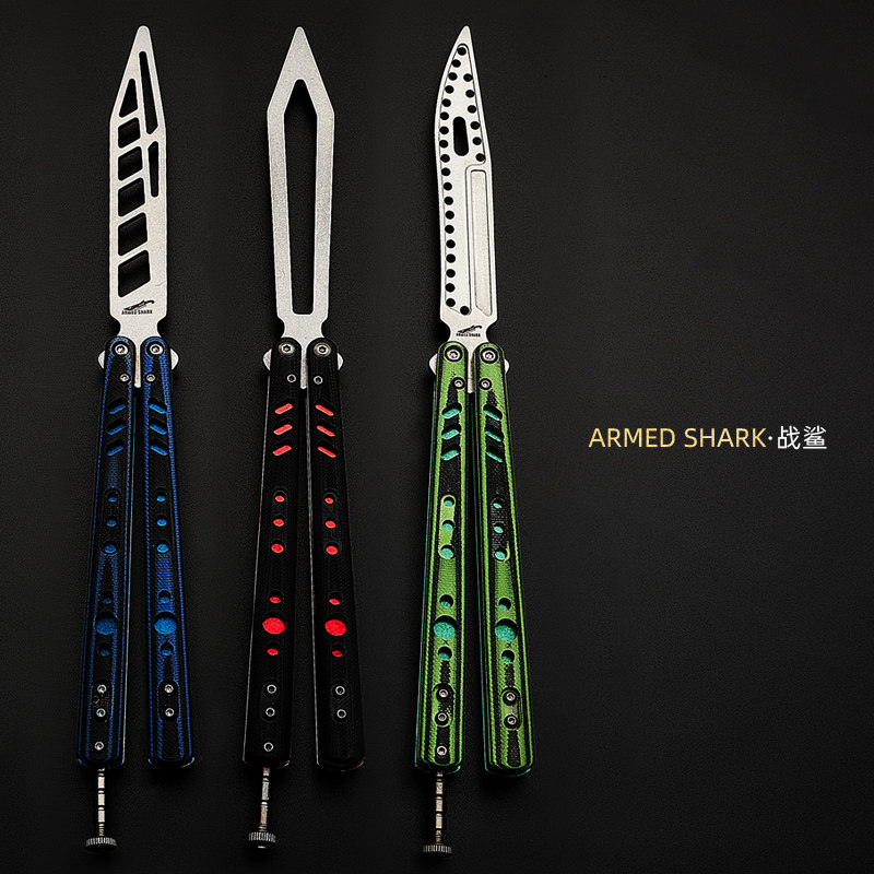 War Shark rep nuclear butterfly knife butterfly folding knife practice knife unopened throw knife training knife comb does not hurt the hand