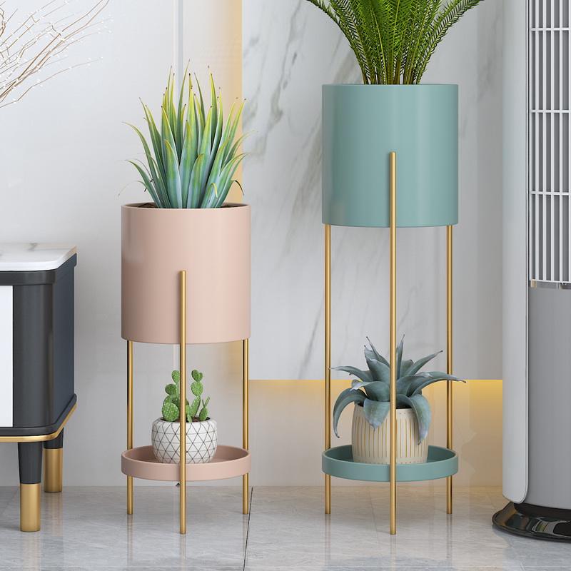 Nordic flower shelf living room simple modern balcony shelf floor-to-ceiling multi-layer indoor net red iron flower pot stand