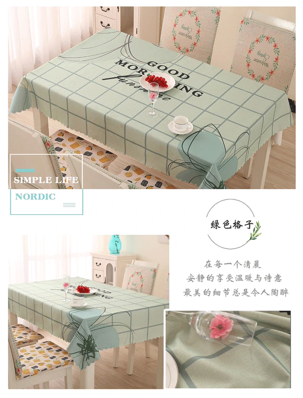 Khăn trải bàn vải cotton và vải lanh nhỏ tươi Bắc Âu đơn giản Mỹ Châu Âu bàn cà phê bảng vải không thấm nước chống bỏng dầu-miễn phí dùng một lần