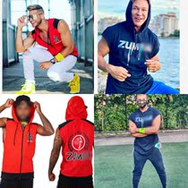 ZW genuine spot hoodie short sleeve full cotton long section for men and women sports fitness clothing US Tide Card Vest