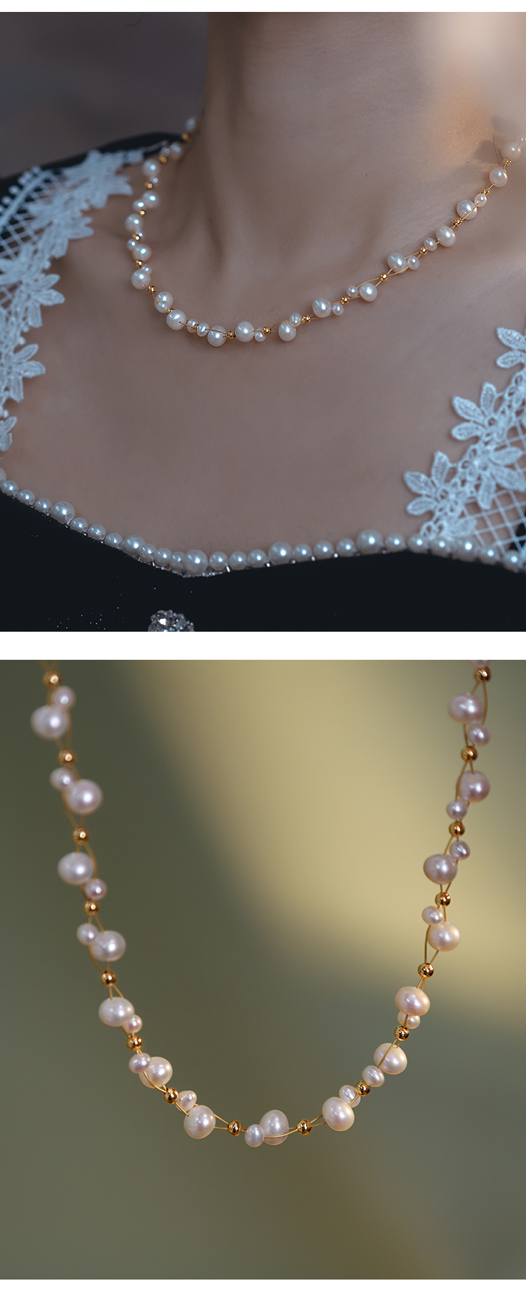 Freshwater Pearl Copper Freshwater Pearl Beaded Geometric Necklace display picture 2