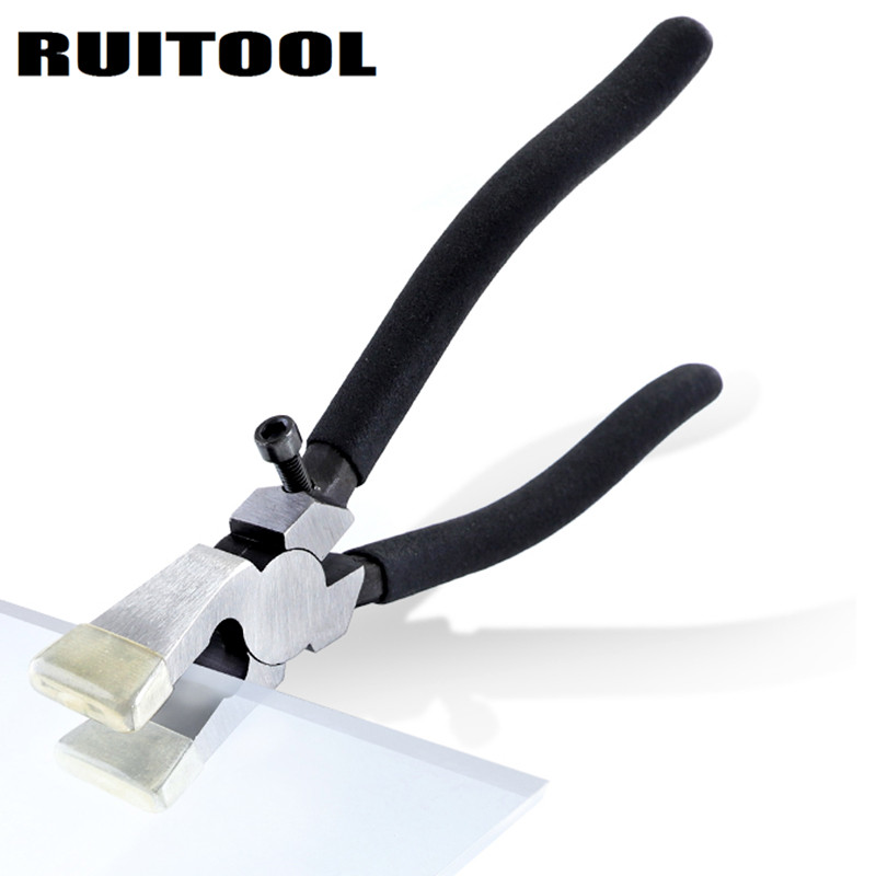 RUITOOL Glass Flat Jaw Clamp 8 inch glass opening pliers with rubber sleeve glass trimming pliers limit screw