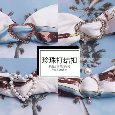 Korean version of diamond-encrusted clothes T-shirt shirt hem decorative buttons Silk scarf buckle buttons Pearl corner knotted buttons Gold