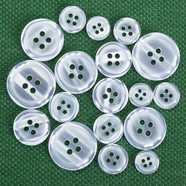 Translucent shirt button monopoly simple simple four-eye white pearl men's women's shirt button wholesale