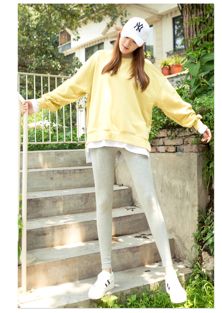 Quần legging nữ mặc mùa thu mới cotton cao eo chất béo MM cỡ lớn chân quần màu xám phần dài quần dài quần áo giữ nhiệt nữ