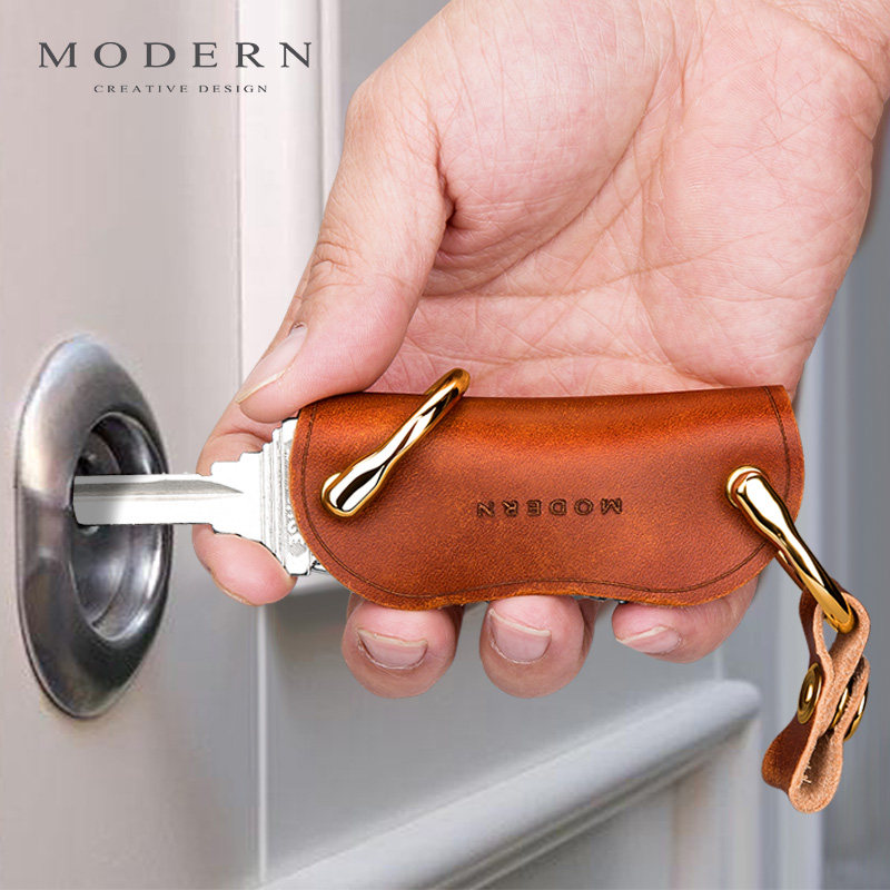 German MODERN key storage leather key bag tool card bottle opener portable fast hanging leather key chain