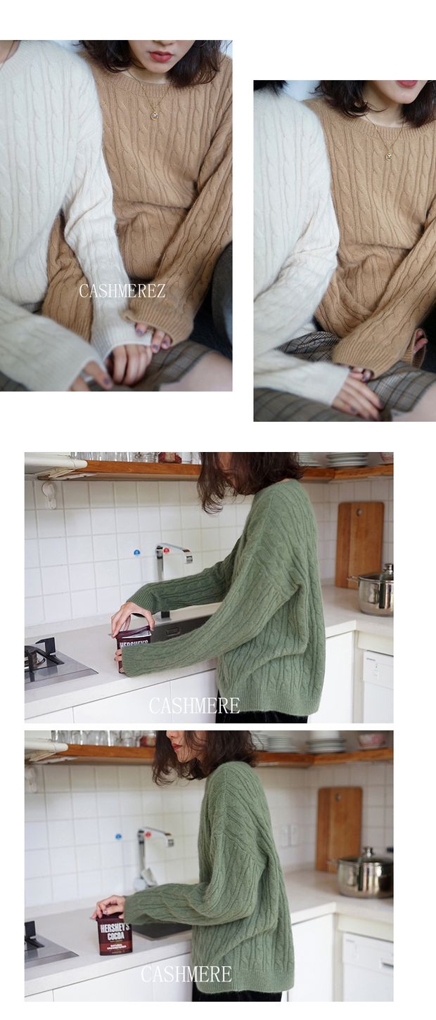 Mùa thu và mùa đông mới áo len cashmere dày nữ cổ tròn áo thun ngắn áo len rộng kích thước lớn len đan đáy áo thủy triều áo len cổ lọ