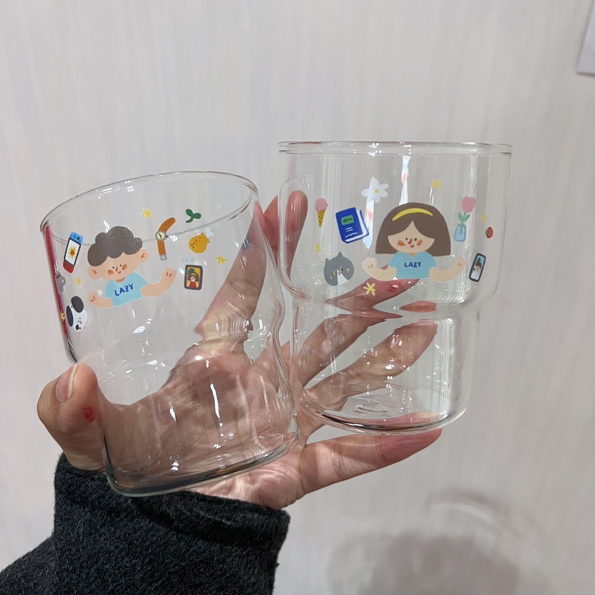 (Baa Baa Ball) Cute Boys and Girls High Borosilicate Glass Couples 270ml