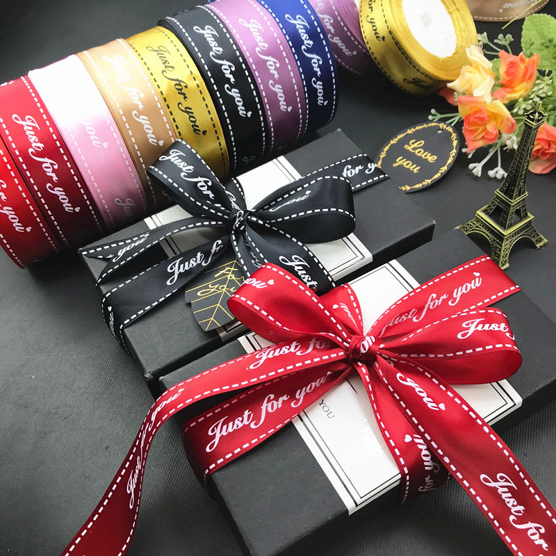 2 5cm English letter satin with cake silk with flowers baked bouquet gift box packing strapping rope jumper color band-Taobao