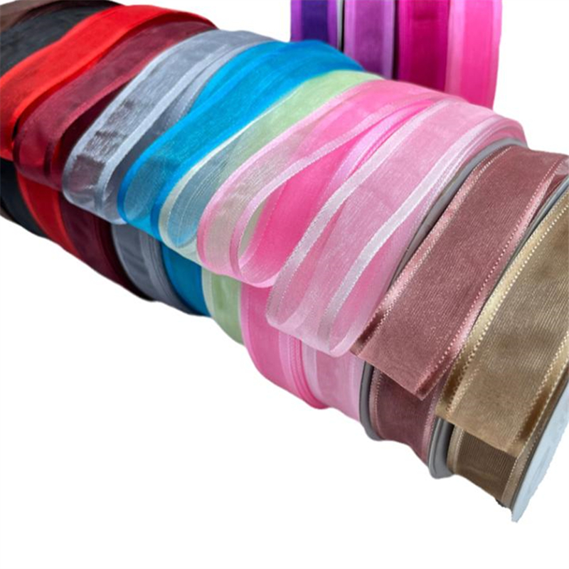 2cm wide transparent lace snow yarn with ribbon silk belt gift bouquet packaging pearl yarn decoration snow dress