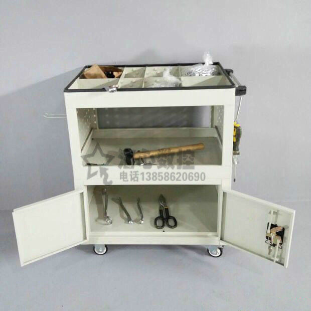 Thickened TOOL CAR CUTTER CAR CART STEAM REPAIR MULTIFUNCTIONAL PARTS TRIPLE TROLLEY WITH LOCK DOUBLE DOOR WEEKLY TURN