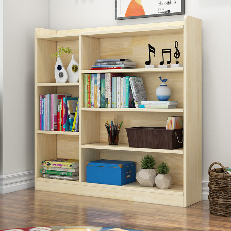 Solid wood children's pine bookcase bookcase student classroom simple floor varnish shelf