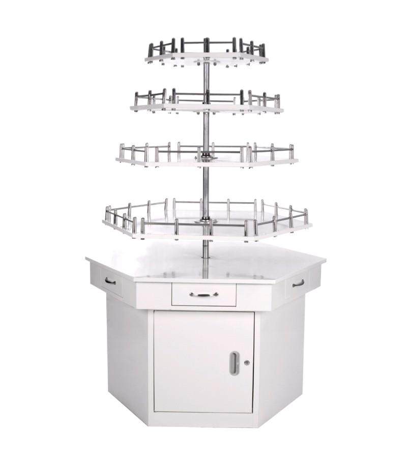 Hospital used steel spray plastic hexagonal rotary drug stand rotary drug stand pharmacy with iron hexagon
