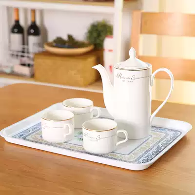 Meihda European-style home rectangular fruit tray tea tray plastic tray hotel fast food tea water tray tableware White