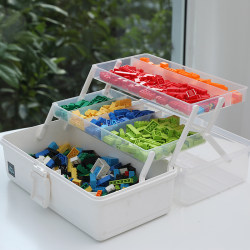 Storage Box Building Blocks Sorting Toy Size Granular Parts Transparent Storage Rack Portable Lego Tort Box Gingham