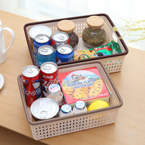 Storage basket Imitation rattan toy snack basket Plastic finishing frame Desktop debris storage rectangular large basket
