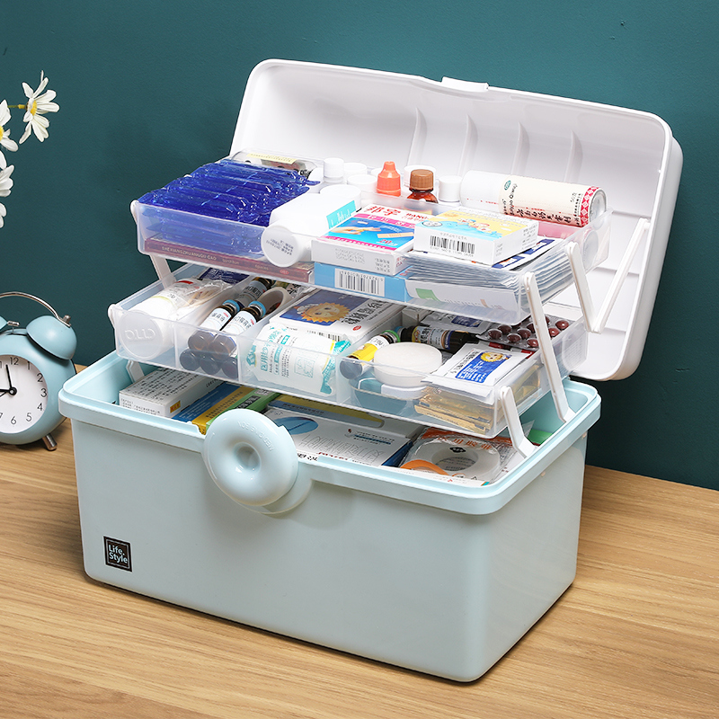 Medicine box household multi-layer large-capacity medical emergency medicine items outpatient home loading children small collection box medicine box