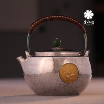 Li Xiaobai silver pot pure handmade silver pot boiling mercury pot sterling silver 9999 silver pot gold and silver wrong four elephant silver pot
