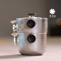 Li Xiaobai sterling silver tea with sterling silver 9999 travel set making tea and dividing tea pure handmade Fulu set