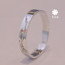 Li Xiaobai pure silver bracelet pure handmade pure silver 9999 master chisel-engraved bracelet